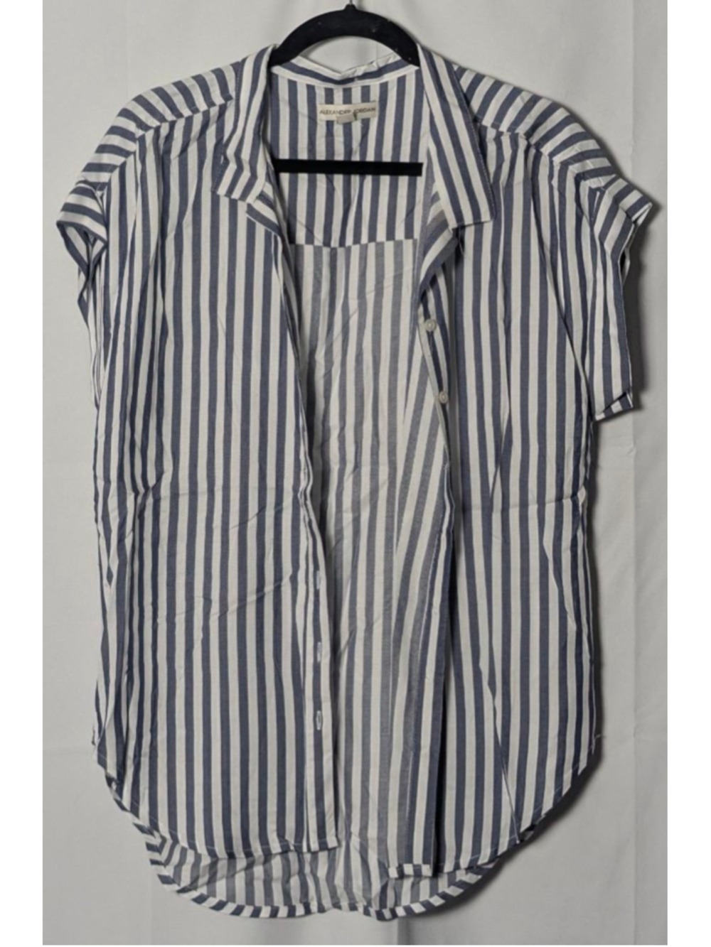 Alexander Jordan Blue White Striped Button Front Blouse Large